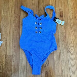 NWT California Waves Lace-Up One-Piece Swimsuit